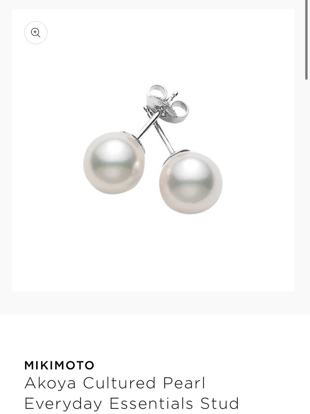 Mikimoto Lustrous White Akoya Pearl Stud Earrings